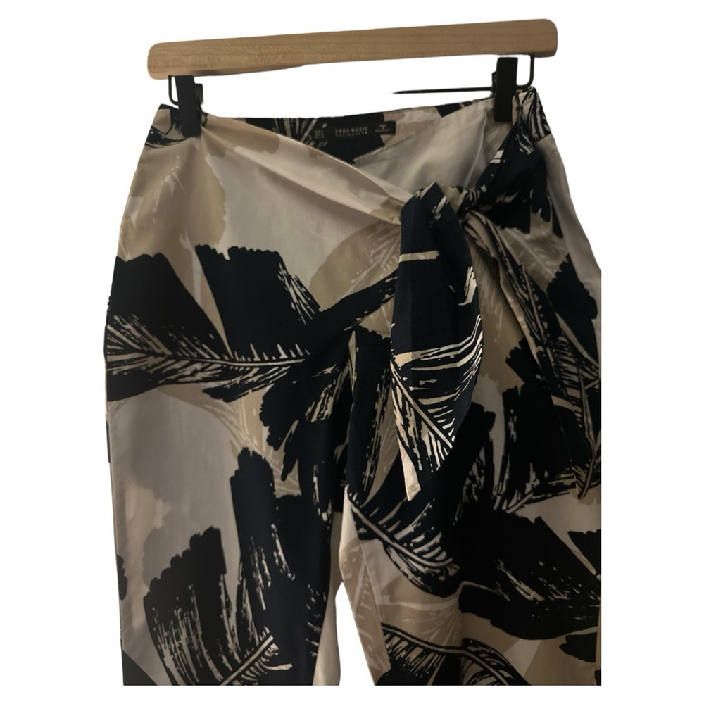 Zara Basic Collection Tie Front Cropped Pants Bla… - image 2